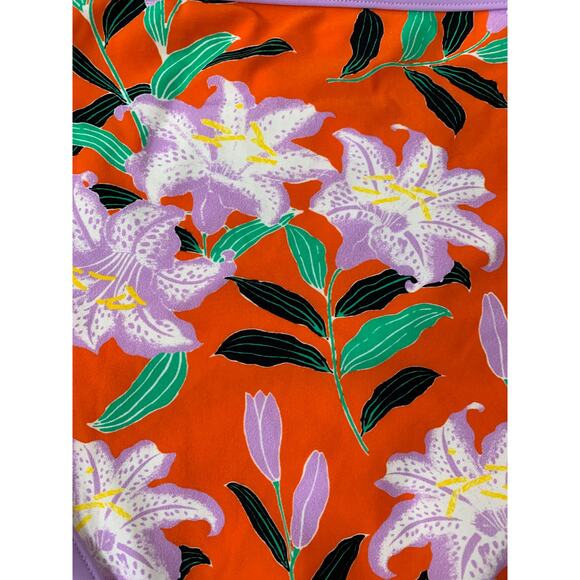 DIANE VON FURSTENBERG Cheeky High-Waist Floral-Print Swim Bikini Bottoms Small - Picture 8 of 12